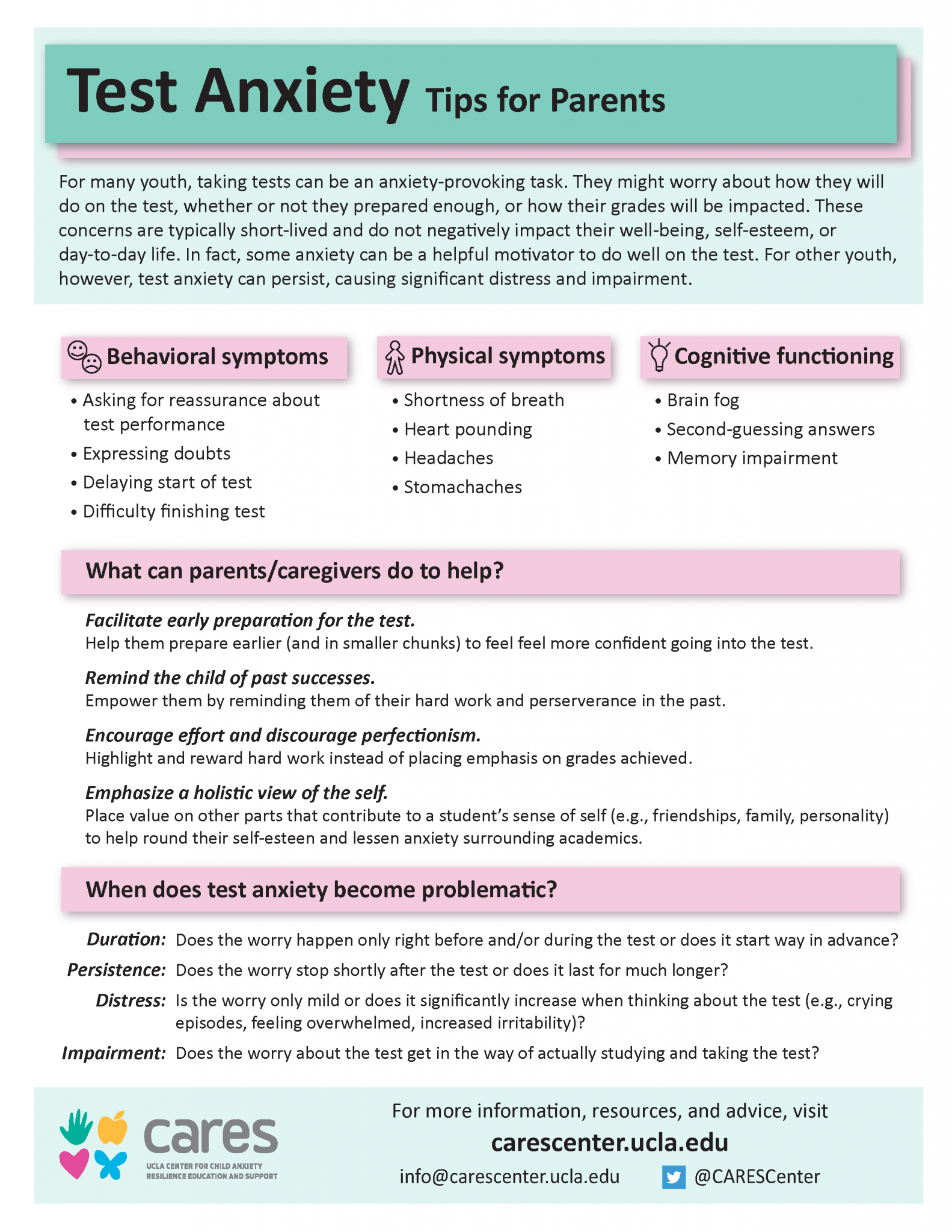 Test Anxiety Tips Ucla Cares Center