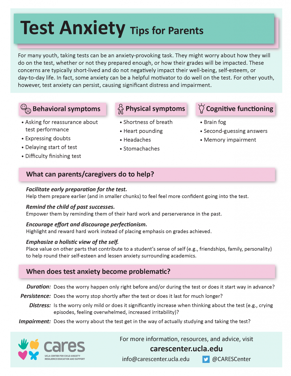 Test Anxiety Tips UCLA CARES Center